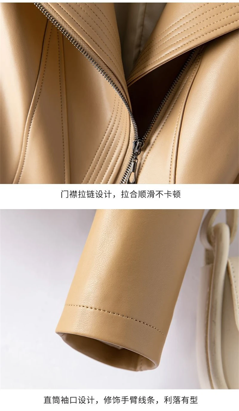 Genuine Leather Women's Short Slim Sheepskin 2025 Spring Autumn Leather Jacket New Long Sleeve Suit Collar Zipper Little Coat