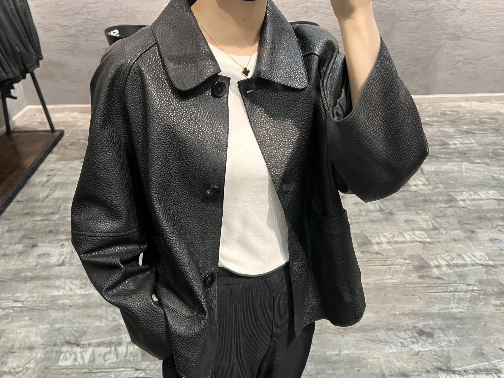 High-end Simple Natural Sheepskin Coats for Women 2026 New Trend Casual Single-breasted Lychee Texture Genuine Leather Jacket