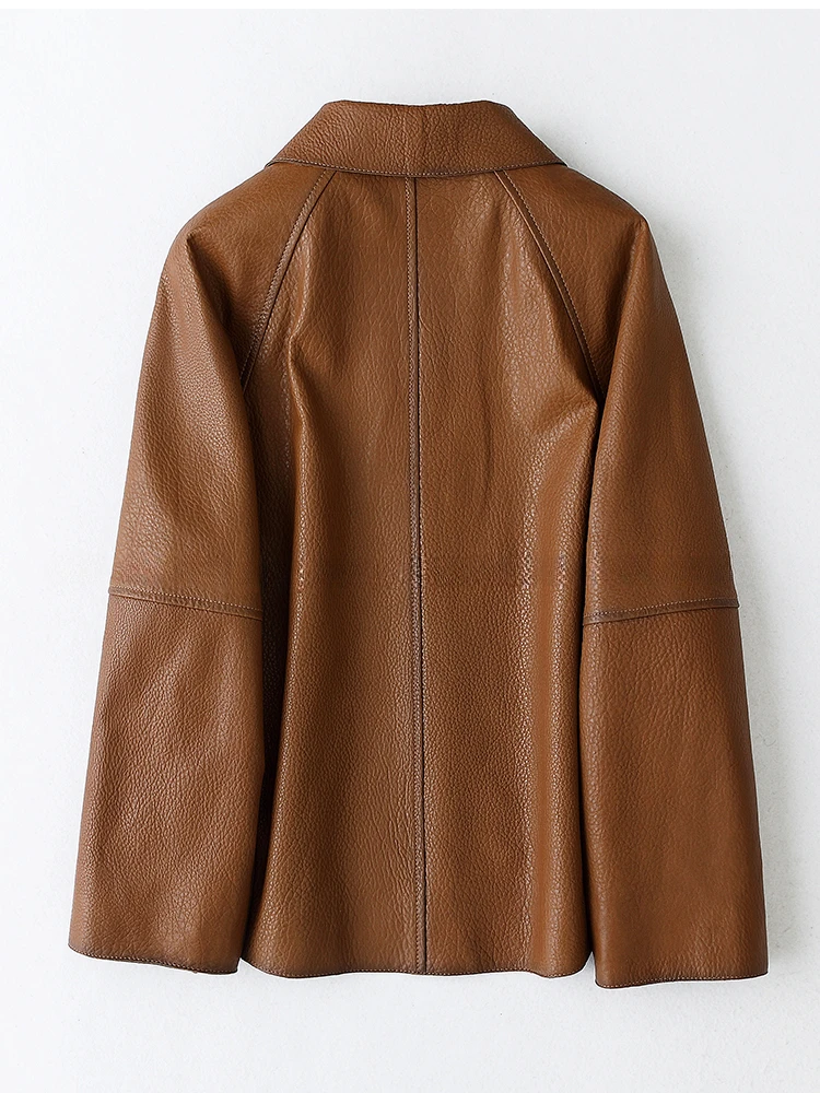 High-end Simple Natural Sheepskin Coats for Women 2026 New Trend Casual Single-breasted Lychee Texture Genuine Leather Jacket