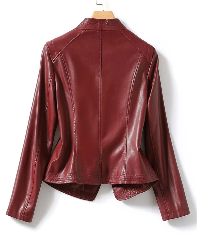 2023 Autumn Winter Sheepskin Jacket Women Short Coat Slim Inclined Zipper Casual Tops Lady Small Outerwear Leather Blazer Coats