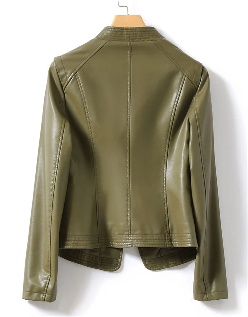 2023 Autumn Winter Sheepskin Jacket Women Short Coat Slim Inclined Zipper Casual Tops Lady Small Outerwear Leather Blazer Coats