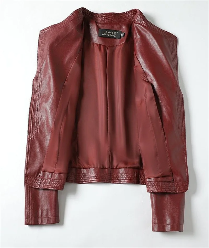 2023 Autumn Winter Sheepskin Jacket Women Short Coat Slim Inclined Zipper Casual Tops Lady Small Outerwear Leather Blazer Coats
