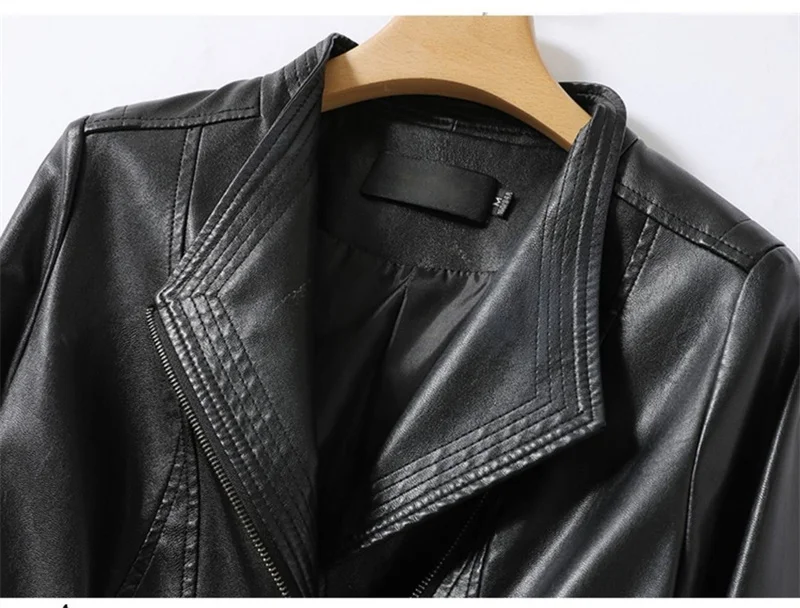 2023 Autumn Winter Sheepskin Jacket Women Short Coat Slim Inclined Zipper Casual Tops Lady Small Outerwear Leather Blazer Coats
