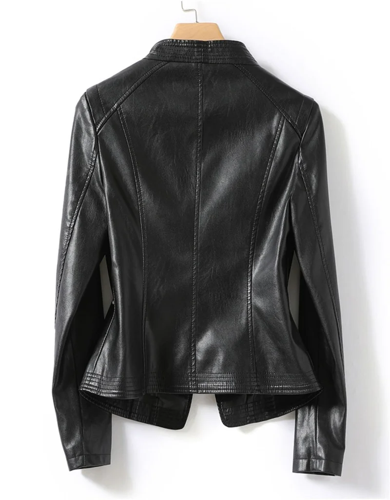 2023 Autumn Winter Sheepskin Jacket Women Short Coat Slim Inclined Zipper Casual Tops Lady Small Outerwear Leather Blazer Coats