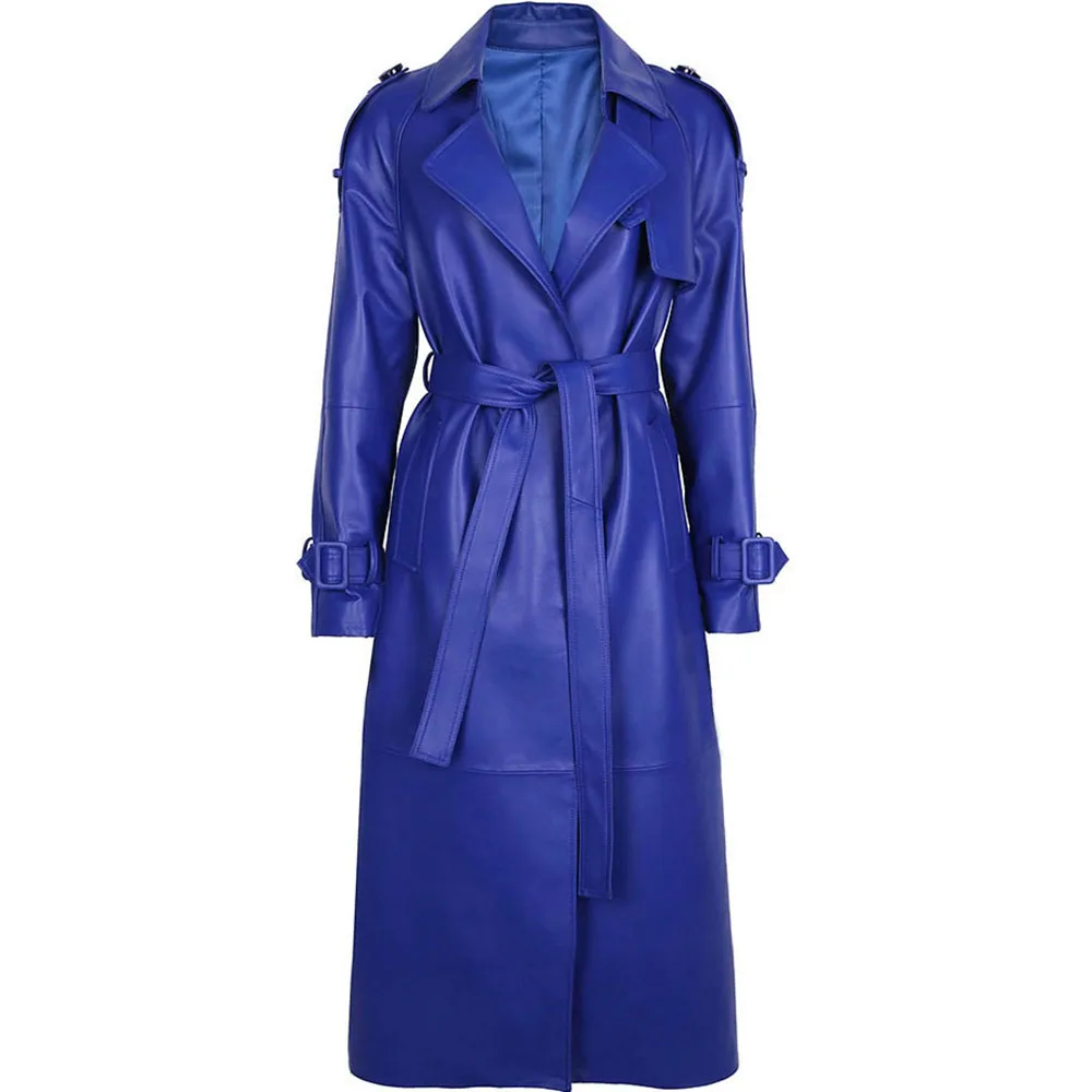 YOLOAgain High Quality Real Leather Trench Coat Women Genuine Leather Jacket Windbreak Female