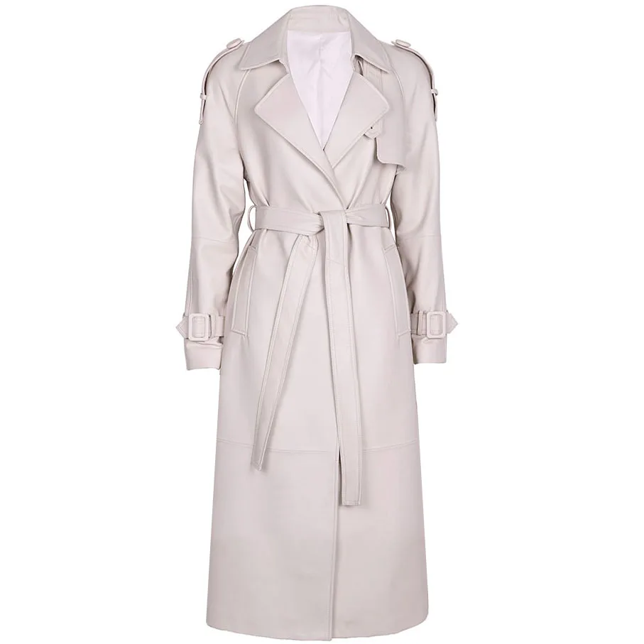 YOLOAgain High Quality Real Leather Trench Coat Women Genuine Leather Jacket Windbreak Female
