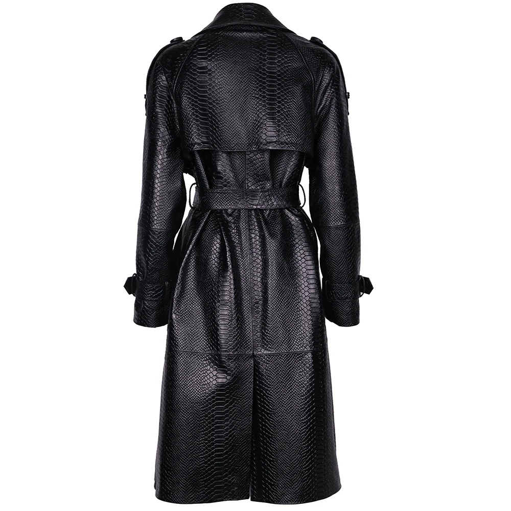 YOLOAgain High Quality Real Leather Trench Coat Women Genuine Leather Jacket Windbreak Female