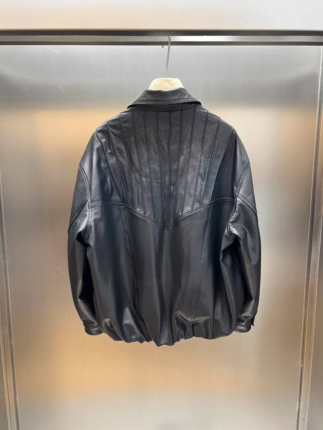 Natural Leather Women Lambskin Leather Jacket Long Sleeves 100% Sheepskin Leather Coat H723