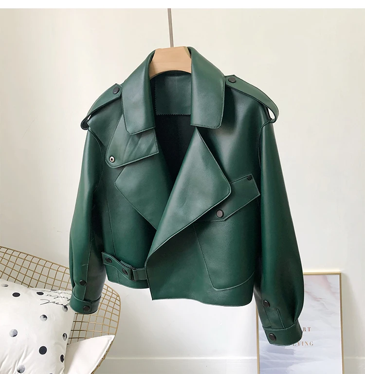 OFTBUY 2022 Genuine Leather Jacket Women Real Sheepshin Leather Coat Spring Autumn New Fashion Real Leather Jacket Loose Casual