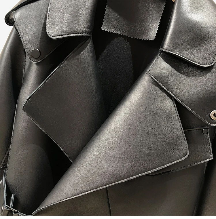 OFTBUY 2022 Genuine Leather Jacket Women Real Sheepshin Leather Coat Spring Autumn New Fashion Real Leather Jacket Loose Casual