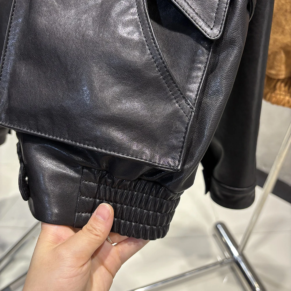 YOLOAgain Chocolate Brown Suede Jacket Women Real Leather Jacket Female