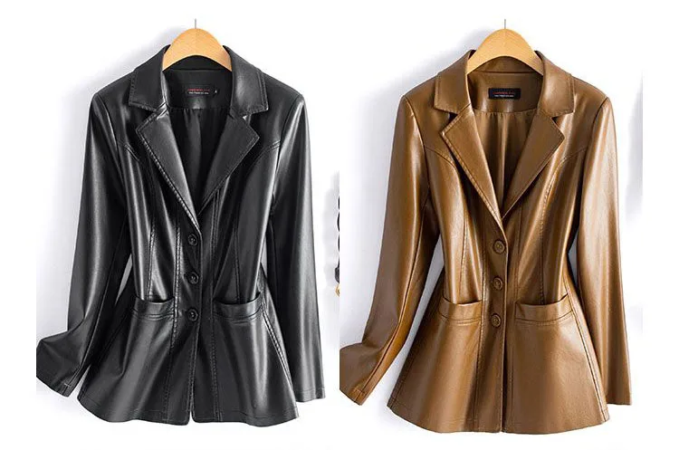 Fashion Sheepskin Jackets Women Casual Short Real Leather Coats 2025 New Long Sleeve Covered Button Elastic Waist Jackets Female