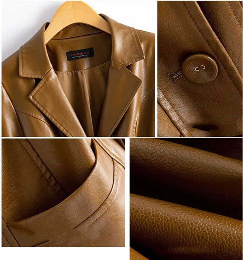 Fashion Sheepskin Jackets Women Casual Short Real Leather Coats 2025 New Long Sleeve Covered Button Elastic Waist Jackets Female