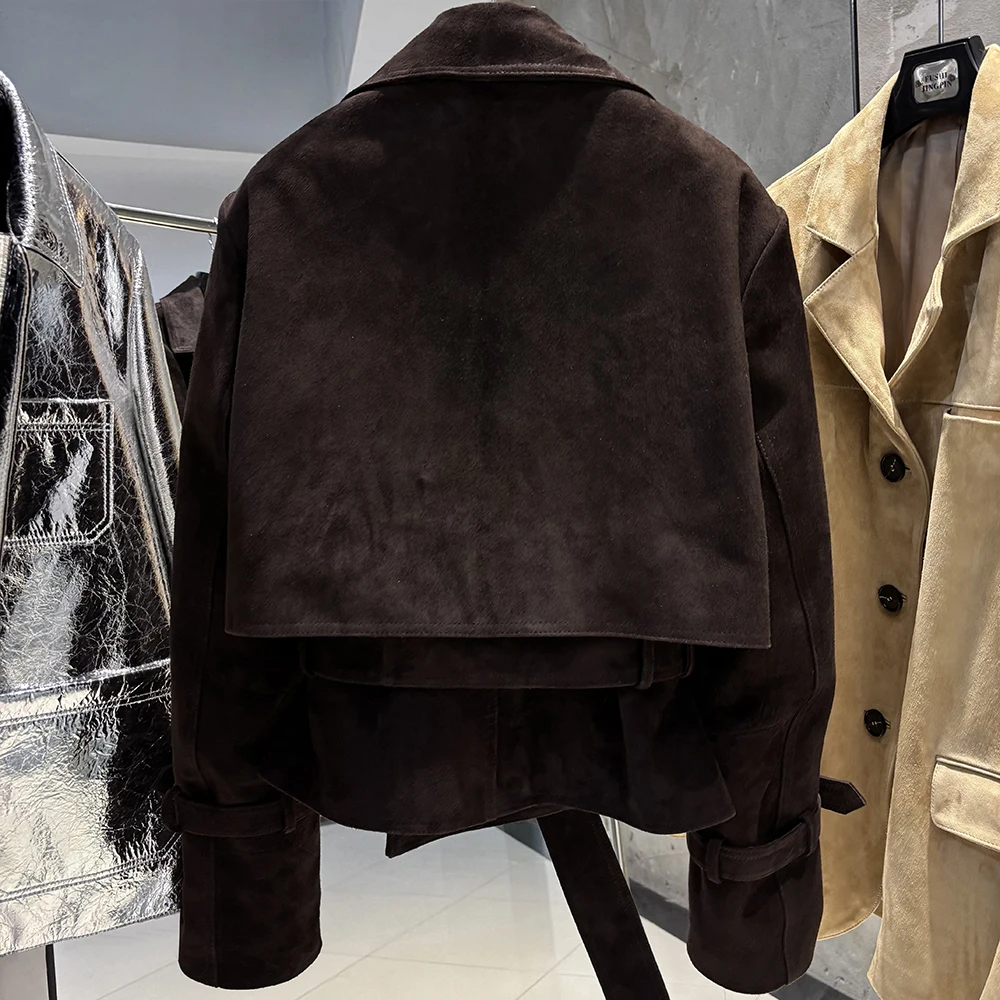 YOLOAgain Vintage Real Leather Jacket Women Genuine Sheepskin Leather Jacket Female