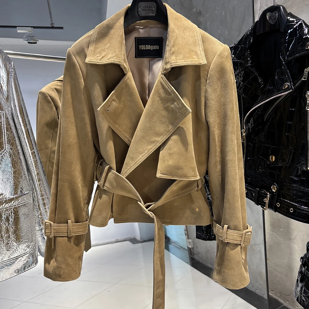 YOLOAgain Vintage Real Leather Jacket Women Genuine Sheepskin Leather Jacket Female