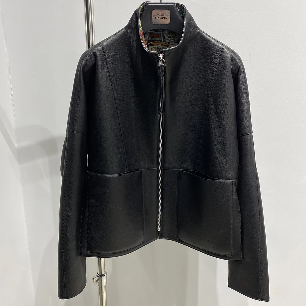 YOLOAgain Real Leather Jacket Women Genuine Sheepskin Oversized Leather Coat