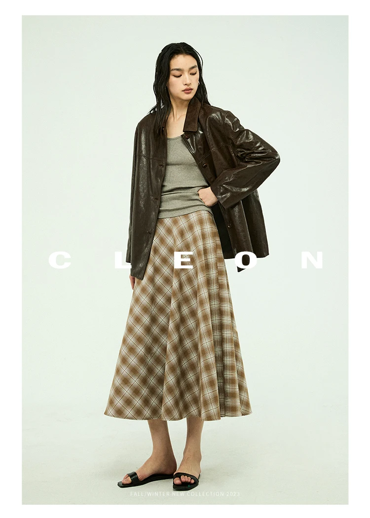 Waxed Lambskin Genuine Leather Jacket Women Retro Lapel Collar Single Breasted Real Leather Casual Spring Autumn Outerwear 2026