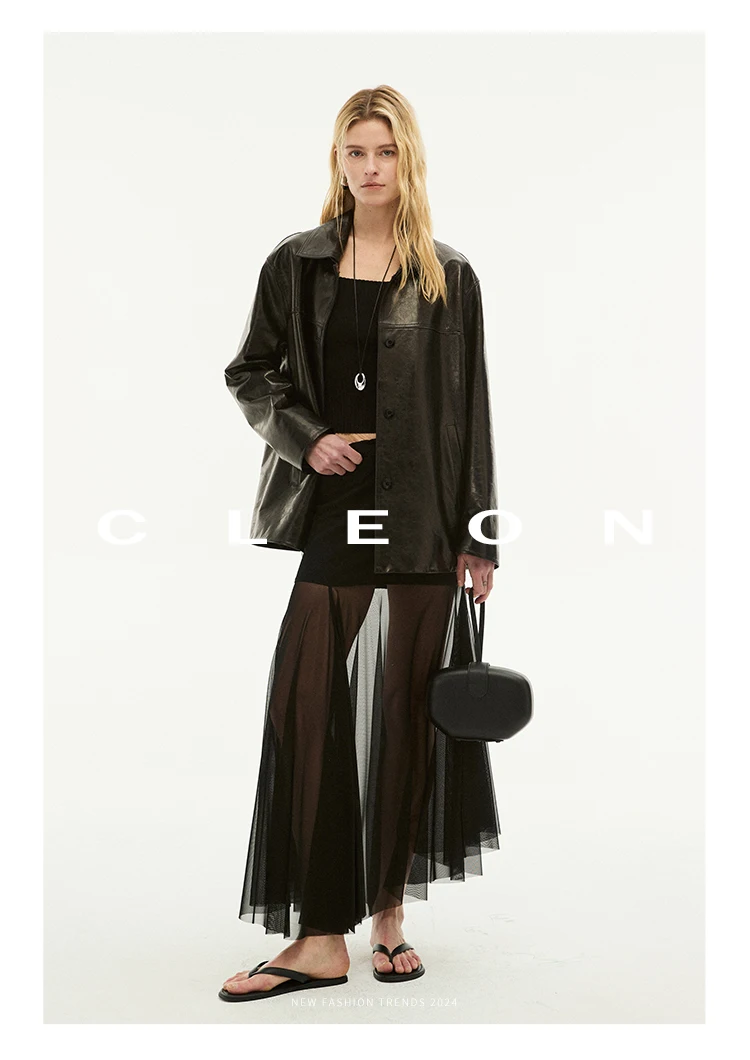 Waxed Lambskin Genuine Leather Jacket Women Retro Lapel Collar Single Breasted Real Leather Casual Spring Autumn Outerwear 2026