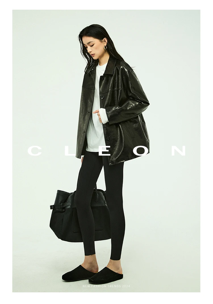 Waxed Lambskin Genuine Leather Jacket Women Retro Lapel Collar Single Breasted Real Leather Casual Spring Autumn Outerwear 2026