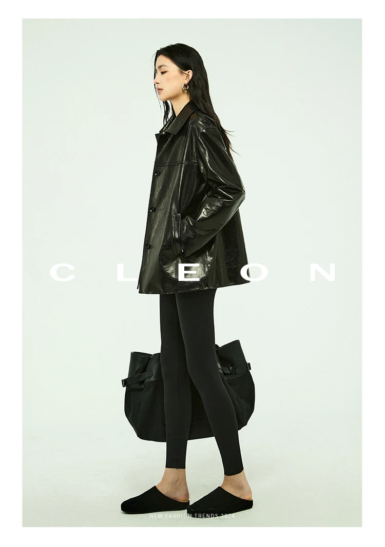 Waxed Lambskin Genuine Leather Jacket Women Retro Lapel Collar Single Breasted Real Leather Casual Spring Autumn Outerwear 2026