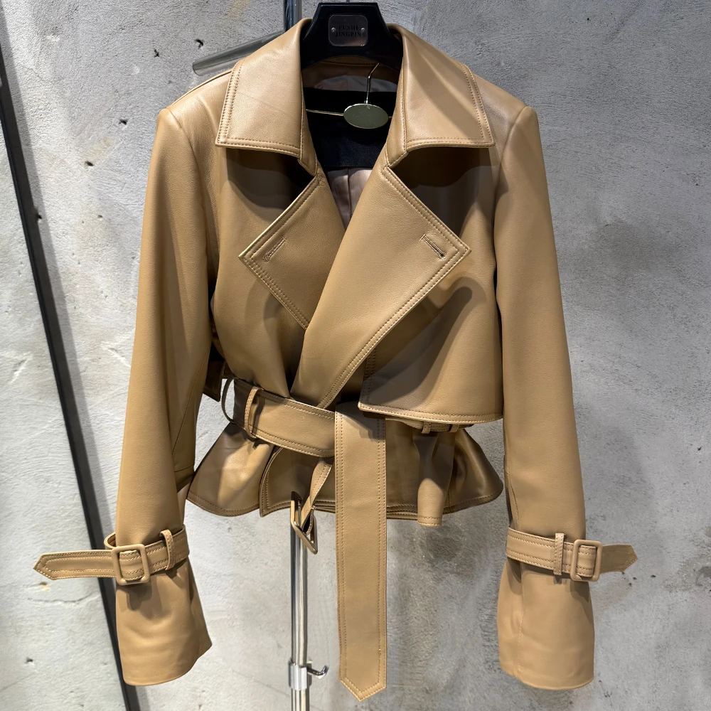 Ladies Blazer Leather Coat Office Lady Sheepskin Jackets Female Genuine Leather Outwear