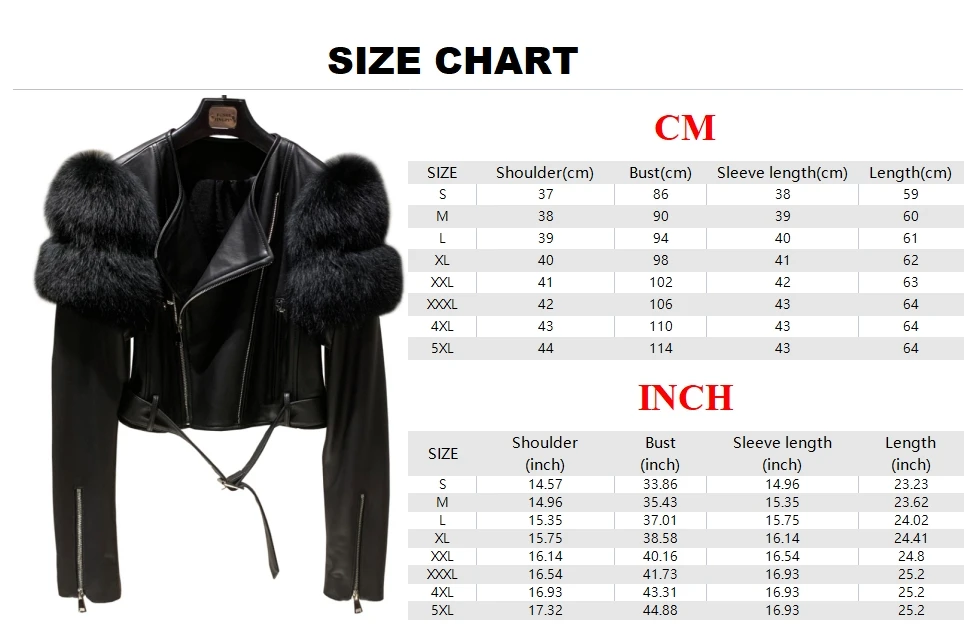 Leather Jacket Factory Ladies Short Leather Jacket Real Fox Fur Sleeve Coat Women Autumn 21001