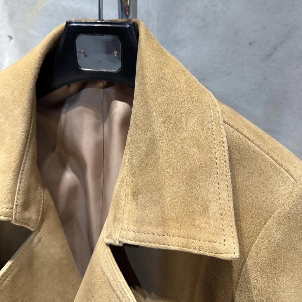 #S Women Suede Leather Jacket Ladies Casual Fashion Jacket 2025 New Coming Sheepskin Coat