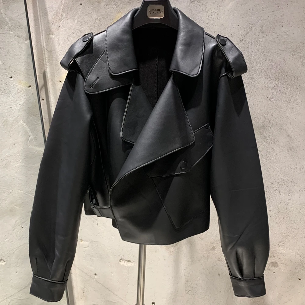 Lady Jacket Real Sheepskin Blouse Coat Women Spring and Autumn Casual Outwear 2979