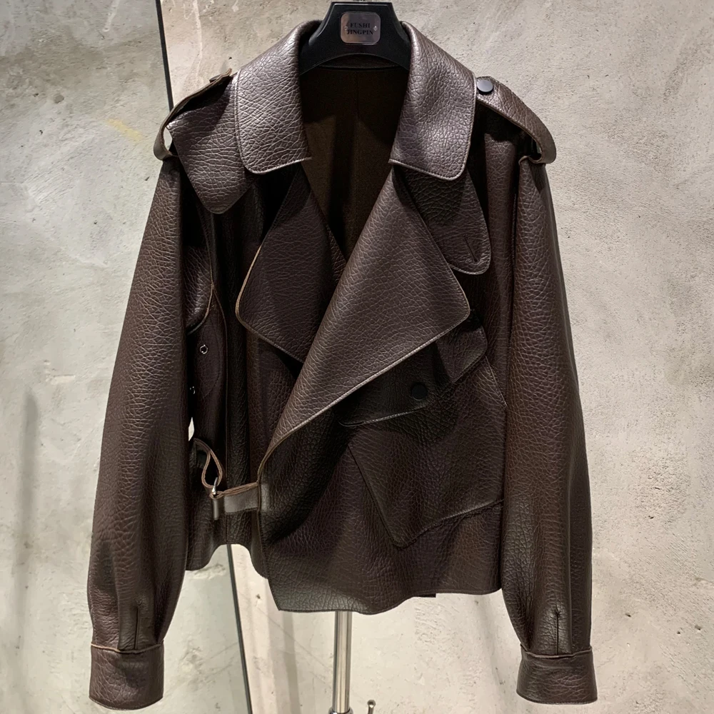 Lady Jacket Real Sheepskin Blouse Coat Women Spring and Autumn Casual Outwear 2979