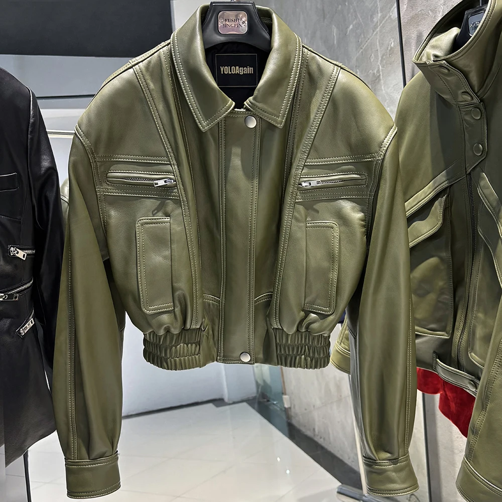 YOLOAgain 2025 Autumn Oversized Suede Jacket Women Real Leather Bomber Jacket Female