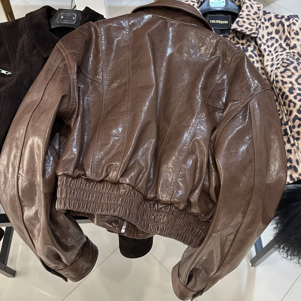 YOLOAgain 2025 Autumn Oversized Suede Jacket Women Real Leather Bomber Jacket Female