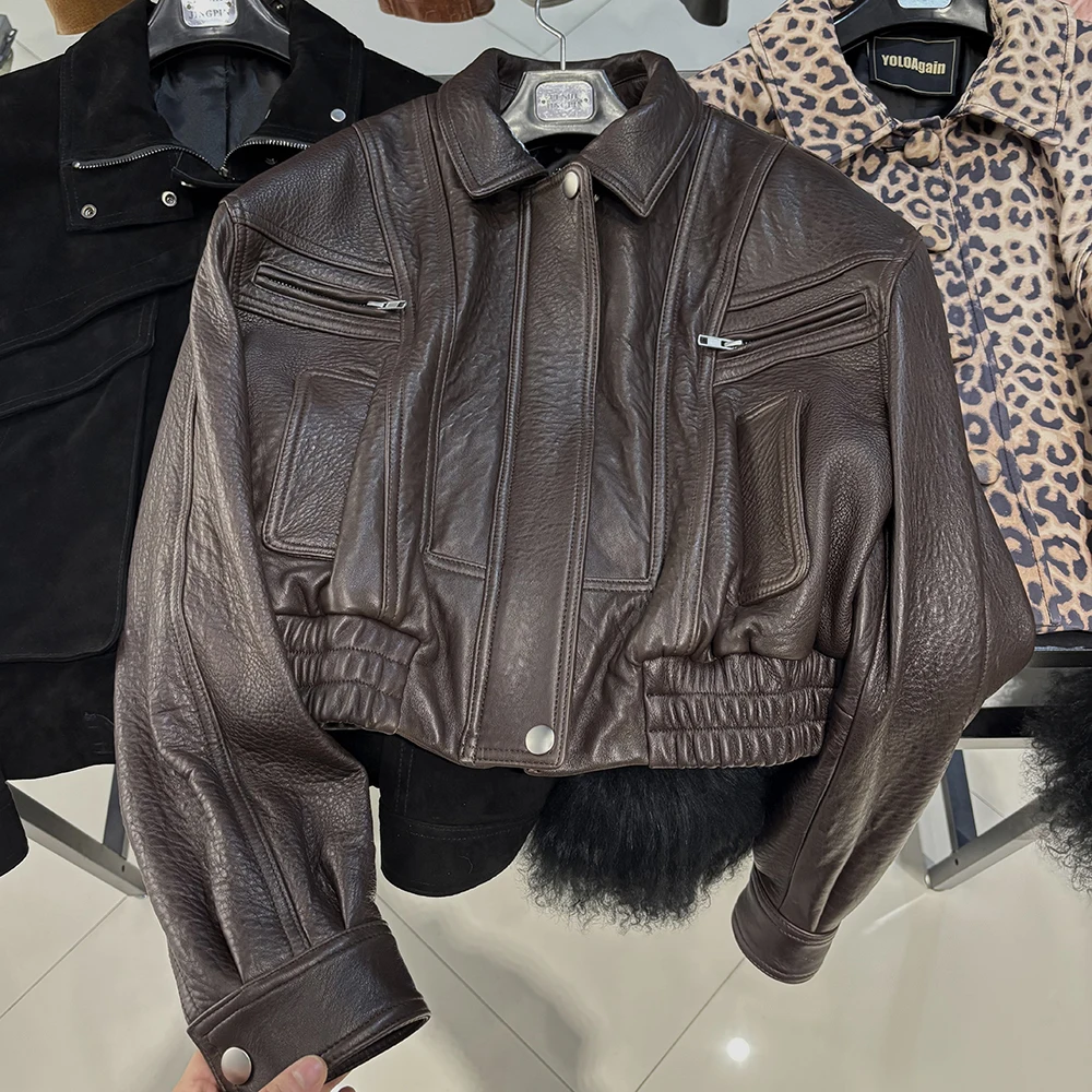 YOLOAgain 2025 Autumn Oversized Suede Jacket Women Real Leather Bomber Jacket Female