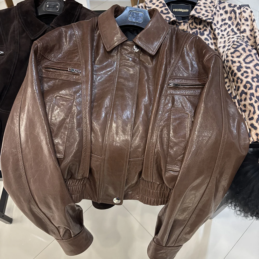 YOLOAgain 2025 Autumn Oversized Suede Jacket Women Real Leather Bomber Jacket Female