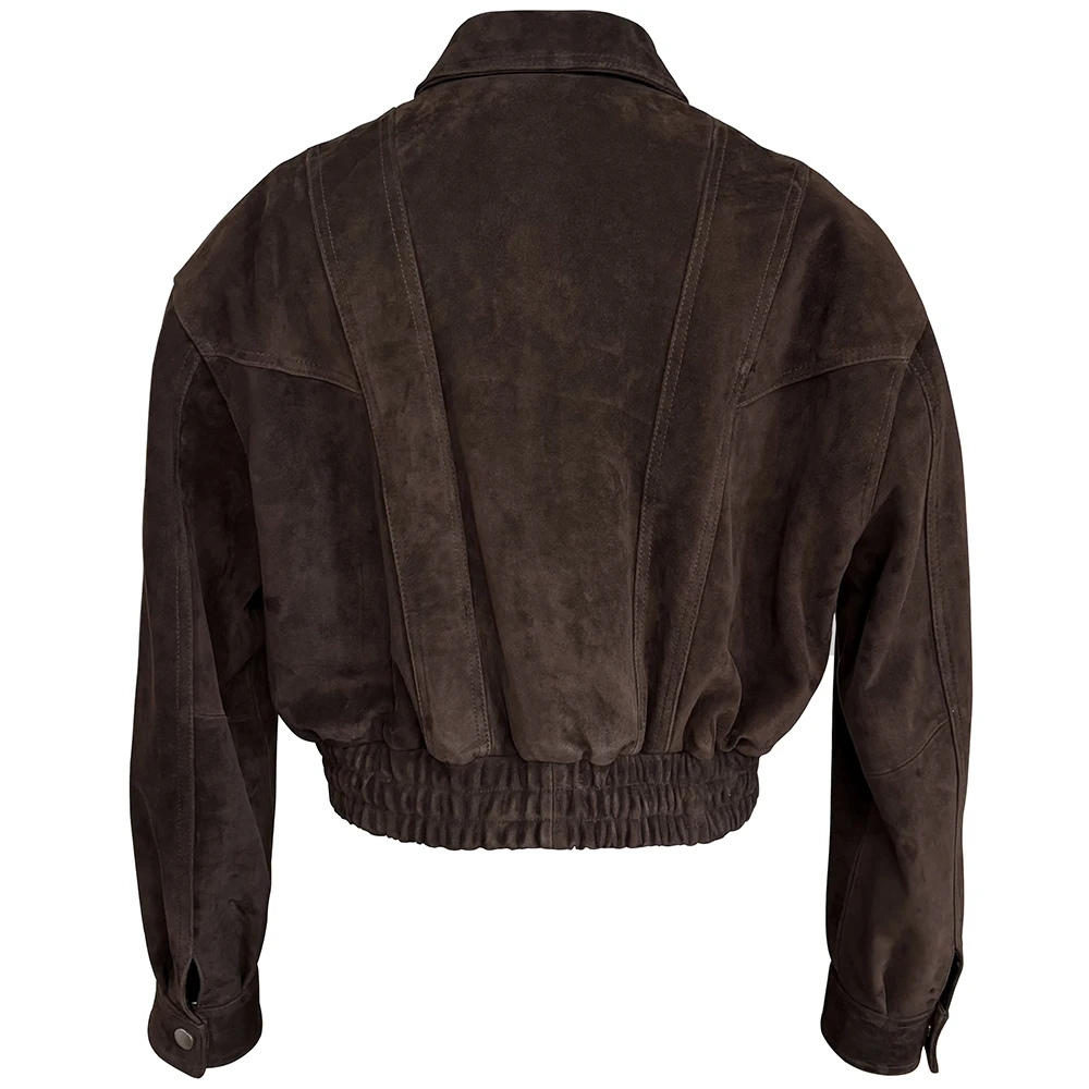 YOLOAgain 2025 Autumn Oversized Suede Jacket Women Real Leather Bomber Jacket Female