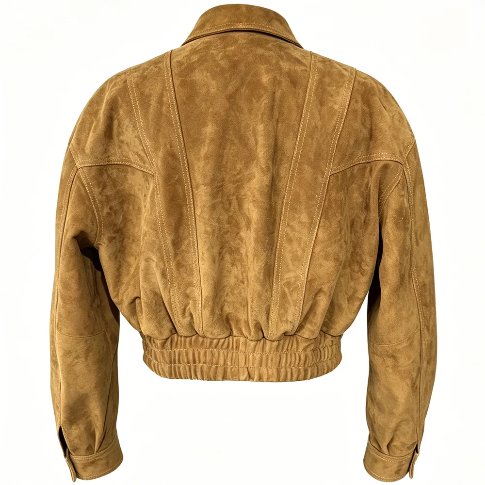 YOLOAgain 2025 Autumn Oversized Suede Jacket Women Real Leather Bomber Jacket Female