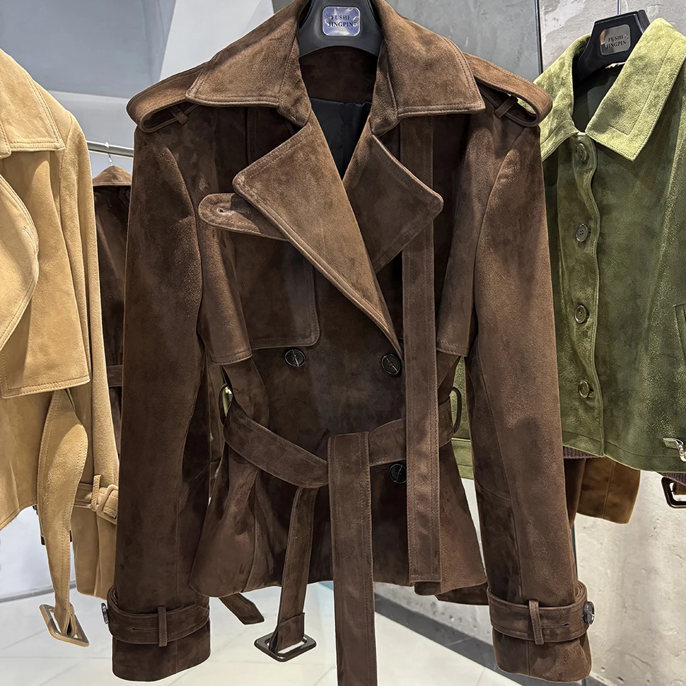 YOLOAgain Black Real Leather Jacket Women Genuine Leather Coat With Belt