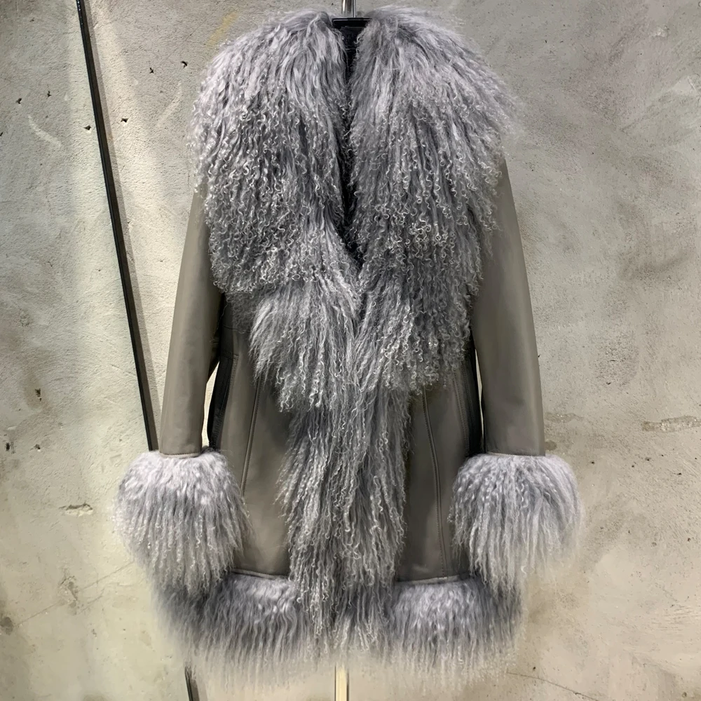GO BALLISTIC YA Mongolia Sheep Fur Coat Women Real Leather Jacket Genuine Leather Coat
