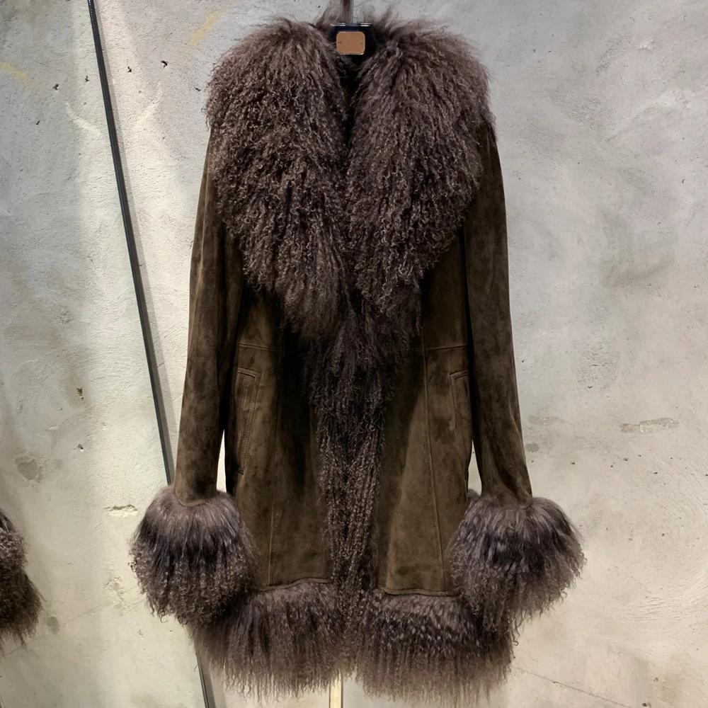 GO BALLISTIC YA Mongolia Sheep Fur Coat Women Real Leather Jacket Genuine Leather Coat