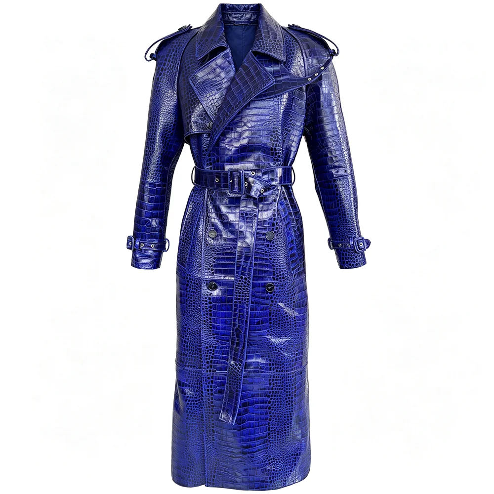 YOLOAgain Real Leather Trench Coat Women Genuine Suede Coat Floor Length 150cm