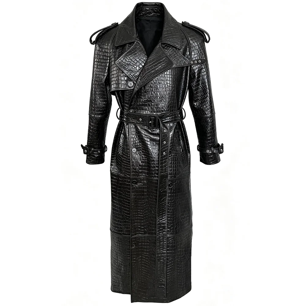 YOLOAgain Real Leather Trench Coat Women Genuine Suede Coat Floor Length 150cm