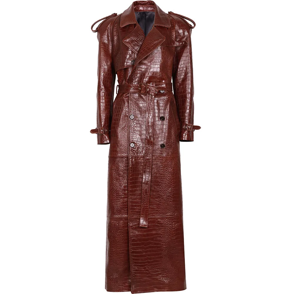 YOLOAgain 2025 Autumn 150cm Length Long Real Leather Trench Coat Women High Quality Genuine Leather Jacket Female Streetwear