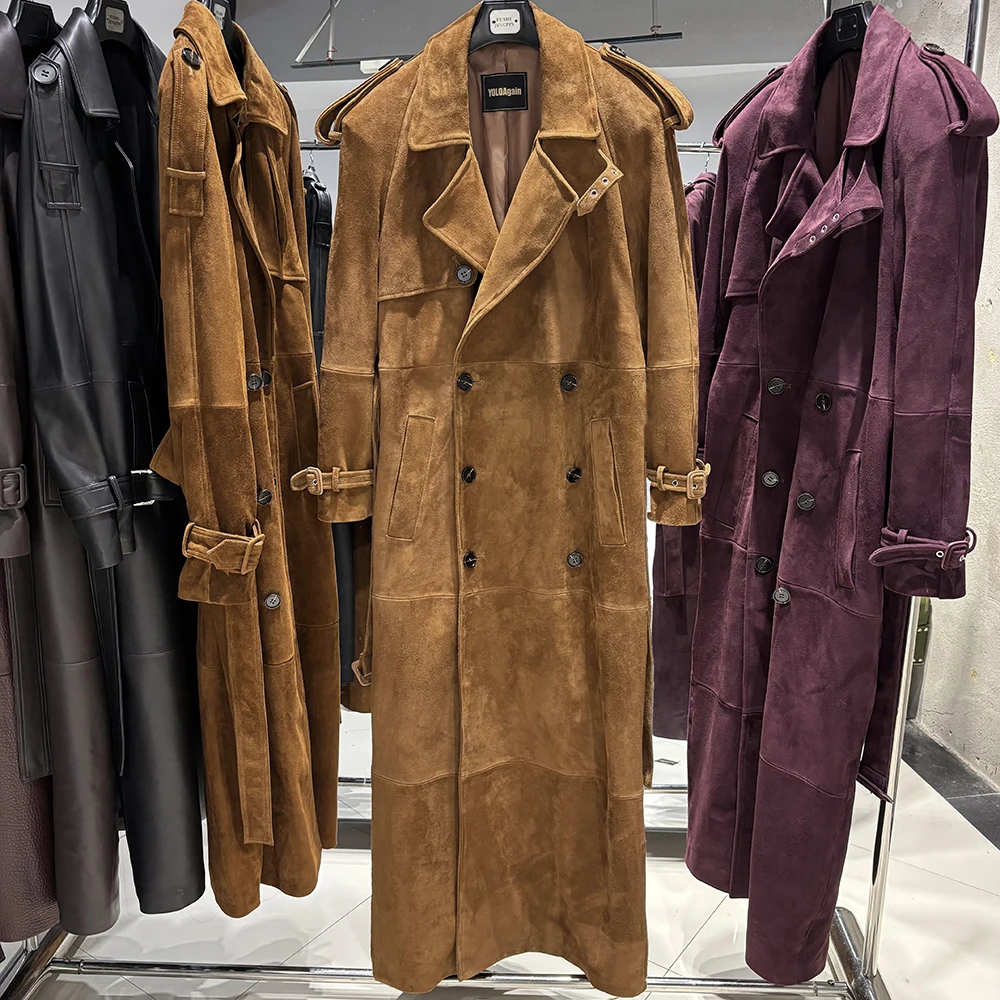 YOLOAgain 2025 Autumn 150cm Length Long Real Leather Trench Coat Women High Quality Genuine Leather Jacket Female Streetwear