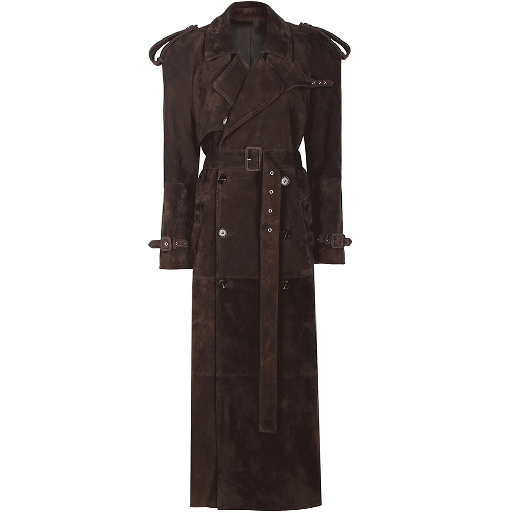 YOLOAgain 2025 Autumn 150cm Length Long Real Leather Trench Coat Women High Quality Genuine Leather Jacket Female Streetwear