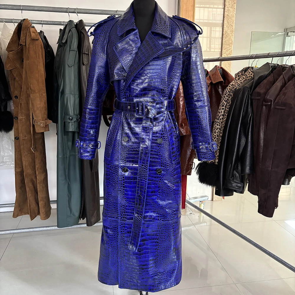 YOLOAgain 2025 Autumn 150cm Length Long Real Leather Trench Coat Women High Quality Genuine Leather Jacket Female Streetwear