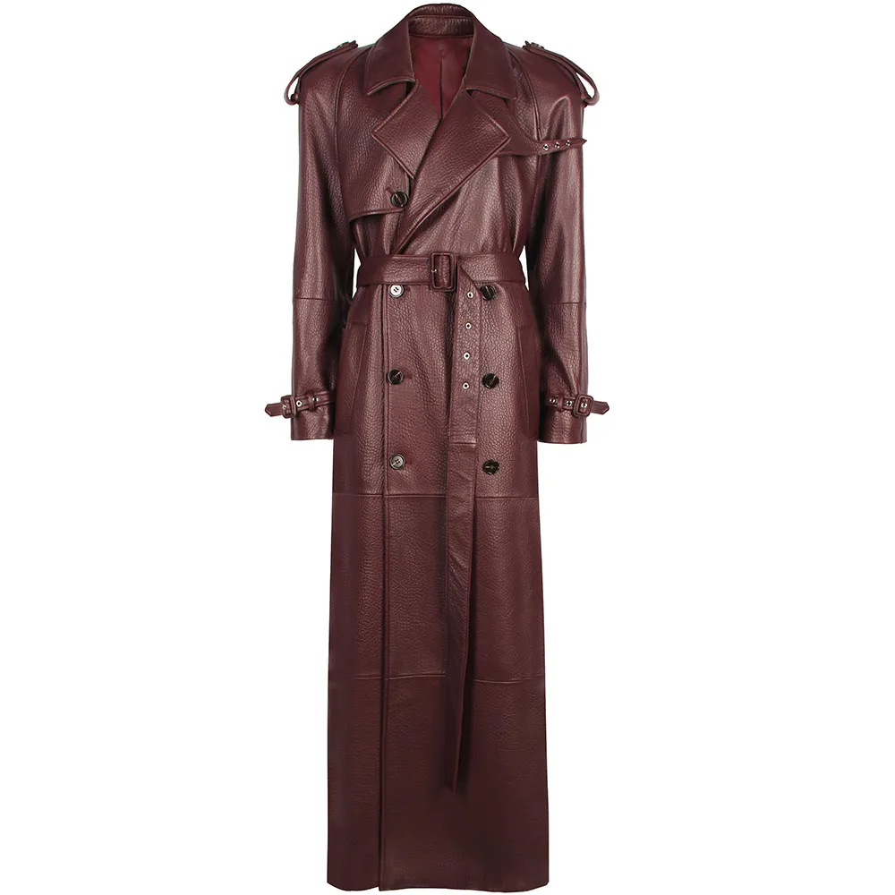 YOLOAgain 2025 Autumn 150cm Length Long Real Leather Trench Coat Women High Quality Genuine Leather Jacket Female Streetwear