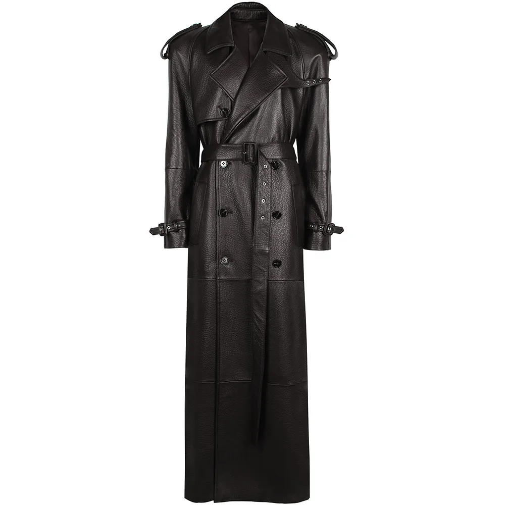 YOLOAgain 2025 Autumn 150cm Length Long Real Leather Trench Coat Women High Quality Genuine Leather Jacket Female Streetwear