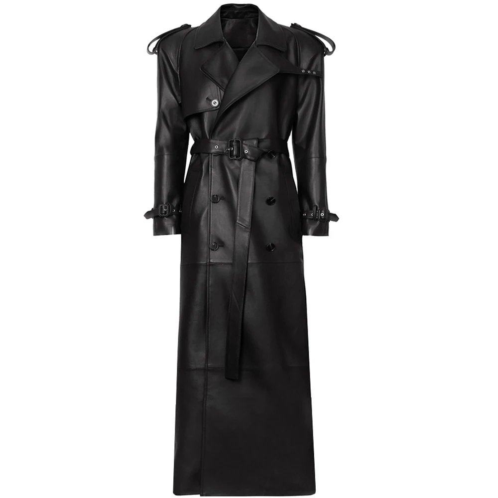 YOLOAgain 2025 Autumn 150cm Length Long Real Leather Trench Coat Women High Quality Genuine Leather Jacket Female Streetwear
