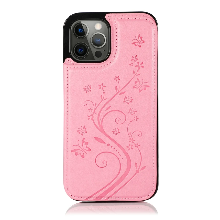Wallet Butterfly Embossing Slot Magnetic Flip Leather Case For iPhone 16e 16 Pro Max 15 14 13 12 11 SE 2 X XR XS 8 7 Plus Cover
