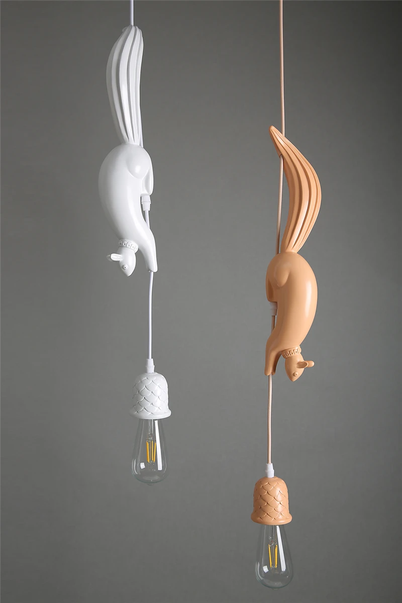 Hanglamp Squirrel Shape Nordic Resin animal Pendant Light LED Indoor decor Hanging Lamp For Dining Room Living Room Kids Room