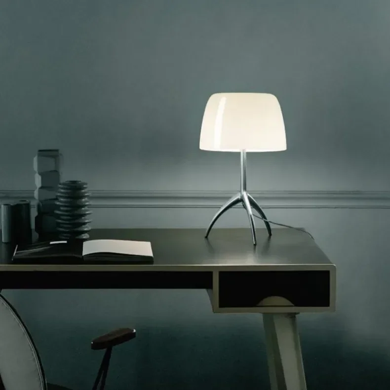 Nordic Modern Colorful Glass Lampshade Three Legged LED Desk Lamp Suitable for Study Bedroom Living Room